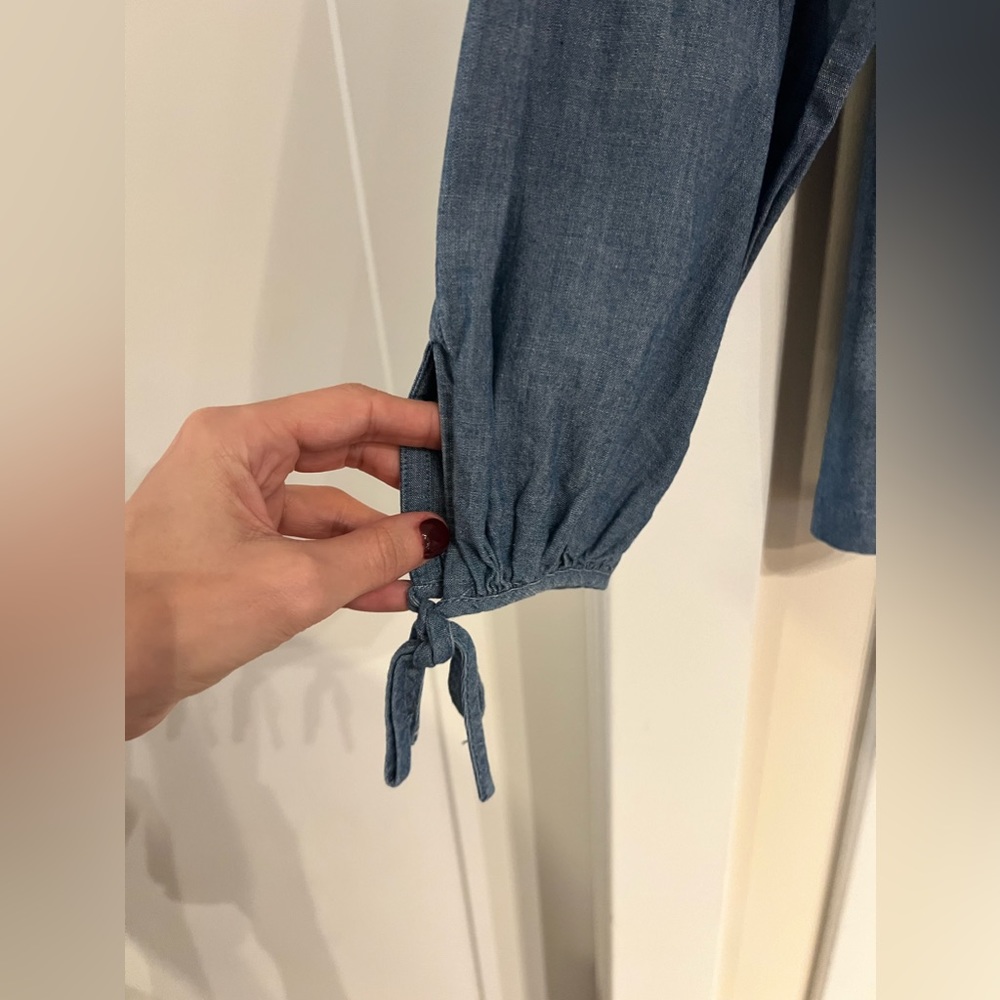 J. Crew Tie-sleeve button-front chambray top - Picture 6 of 6